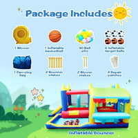 7 in 1 Inflatable Bounce House,Bouncy House with Ball Pit for Kids Indoor Outdoor Party Family Fun,Obstacles,Toddler Jump Bouncy Castle with Ball Pit for Birthday Party Gifts