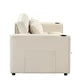 Convertible Sofa Bed with Pull-Out Bed, 58" Velvet Sofa Bed with Cup Holder and USB Port, Modern Loveseat Couch with 2 Pillows and 2 Big Side Pockets Folding Sleeper Sofa for Living Room, Cream White