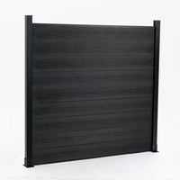 Black Fence, 6 FT* 6 FT Outdoor Garden Fence Wood Plastic Composite Fence with Protective Film, Privacy Fence Screen for Commercial and Residential, 9-Piece Set