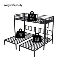 Metal Triple Bunk Bed for 3 People, Can Be Separated into 3 Twin Beds, Twin Over Twin & Twin Bunk Bed with Guardrails for Kids, Teens, Adults