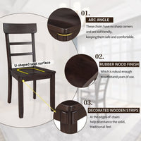 Wooden Rectangular Dining Table Set, 5-Piece Kitchen Dining Table Set, Wood Table and 4 Chairs Set for Dining Room (Espresso)