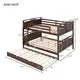 Full Over Full Bunk Bed with Twin size Trundle, Solid Wood Separable Bunk Bed Frame with Full-Length Guardrail and Ladder Convertible into 2 Separate Beds for Boys Girls No Box Spring Needed, Espresso