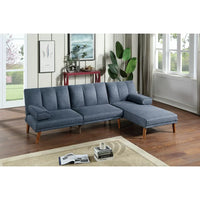 Convertible Chaise Lounge Chair, Modern Polyfiber Adjustable Chaise Bed with Wood Legs and Tufted Back, 2 in 1 Upholstered Folding Accent Sofa Bed Couch for Living Room Bedroom Apartment, Navy