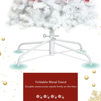 Christmas Tree, 6FT Hinged Fraser Fir Artificial Fir Bent Top Christmas Tree with 1250 Lush Branch Tips, Bendable Santa Hat Style Christmas Tree Holiday Decoration with 300 LED Lights, Red