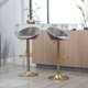 Swivel Bar Stools Set of 2, Velvet Adjustable Counter Height Bar Stool with Low Back, Kitchen Bar Chairs with Gold Footrest, Modern Barstools for Kitchen Island, Cafe, Pub and Dining Room, Grey
