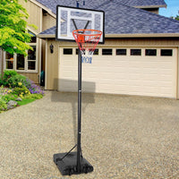 7-10ft Outdoor Adjustable Basketball Hoop with 35 Inch Backboard, Height Adjustable Basketball Hoop with Large Base, Portable Basketball Goal with Two Wheels, Basket Balls Outdoor Hoop, Black