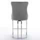 Bar Stools Set of 2, Counter Height Barstools with Chrome Metal Base, Modern Velvet Barstools with Button Back & Rivet Trim, Upholstered Chairs for Kitchen Island, Dining Room, Gray