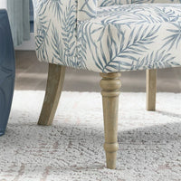 29.5"W Accent Chair, Fresh Pattern Linen Fabric Upholstered Armchair with Solid Wood Legs, Comfy Lounge Chair Leisure Side Chair Reading Chair for Living Room, Bedroom and Office, Light Blue