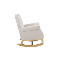 Modern Rocking Chair, Upholstered Accent Chair with Padded Seat,Small Contemporary Rocker for Nursery, Playroom, Bedroom and Living Room,Kids Cushioned Arm Chair,Beige