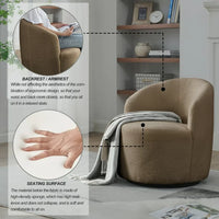 Swivel Barrel Chair with Round Storage Chair, Swivel Accent Chairs for Living Room with Ottoman/Footrest, 360 ° Swivel Club Chairs, Upholstered Teddy Modern Armchair for Bedroom, Office, Hotel, Coffee