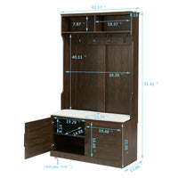 Corner Hall Tree, Entryway Coat Rack with Bench and Shoe Storage, Entryway Organizer Hall Tree with Storage Bench, 4 Hooks and Storage Shelf for Home Office Bedroom