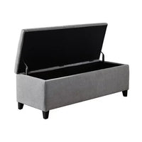 50.3inch End of Bed Bench with Storage, Button Tufted Storage Ottoman Bench with Safety Close Hinge, Storage Ottoman for Bedroom Living Room Entryway Hallway, Support 400LBS, Gray