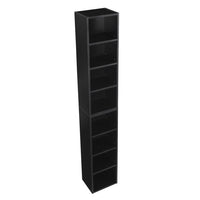 8-Tier Media Tower Rack with Adjustable Shelves, Multi-Functional Double-Decker Bookcase, CD DVD Slim Storage Cabinet, Tall Narrow Storage Rack Display Bookshelf for Home Office, Black