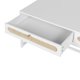 Coffee Tables with 2 Rattan Decorated Drawers, Modern Sofa Center Stand Table with Iron Frame and Smooth Tabletop for Living Room, White Frame