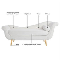 Chaise Lounge Chaise Lounge Indoor with Scroll Arm and Tapered Legs Modern Upholstered Sofa Recliner Lounge Chair for Living Room Bedroom, White