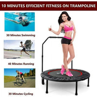 Mini Trampoline 40" Foldable, Fitness Rebounder with Adjustable Foam Handle, Exercise Trampoline for Adults Indoor/Garden Workout Max Load 330lbs