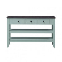 Accent Large Storage Cabinet Sideboard, Modern Console Table Sofa Table with 3 Drawers and 2 Shelves, for Living Room, Solid Wood Top, 48'', Green