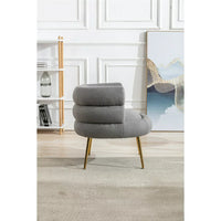 TRIPLE TREE Modern Accent Chair with Curved Backrest, Leisure Sofa with Golden Feet, Single Sofa Chair with Comfortable Cushion Lounge Chair for Living Room Office Apartment Reception Room, Gray