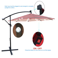 360-Degree Rotation 9.6ft Patio Umbrella,Cantilever Hanging Umbrella with Crank Handle,Extra-large Outdoor Canopy with Cross Base,8pcs Steel Ribs and Iron Pole,for Garden Poolside Backyard