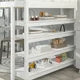 Full Size Loft Bed with Desk and Storage Shelves,Wooden High Loft Bed Frame with Ladder and Bookshelf for Dorm,Kids Adults Boys Girls Teens,White