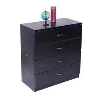 4-Drawer Dresser, Modern Chest with Wide Storage Space Functional Organizer with Particle Board Frame, Suitable for The Bedroom, Living Room, Kid’s Room (Black)