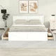 King Size Platform Bed with Headboard and Four Storage Drawers, Wooden Storage Platform Bed Frame with Support Legs & Support Slats, Indoor Mattress Foundation for Bedroom Dorm, White