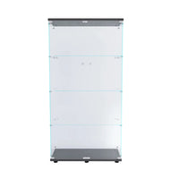 Two-door Glass Display Cabinet 4 Shelves with Door, Floor Standing Curio Cabinet Bookshelf, Tempered Glass Storage Organizer for Living Room, Bedroom and Office, 64.56” x 31.69”x 14.37”, Black