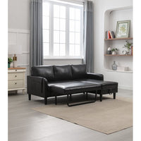 Pull Out Sleeper Sofa Couch,Convertible Sectional Sofa Sleeper with Pull-Out Bed and Storage Chaise Lounge,L-Shaped Sectional Sofa Corner Couch with Storage and Side Pocket for Living Room,Black