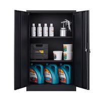 42" Metal Storage Cabinet with 2 Locking Doors and Adjustable Shelf,Lockable File Cabinet,Storage Locker Cabinet for Home Office,School,Garage, Black
