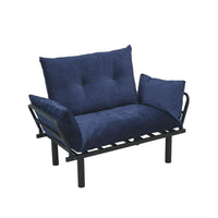 Futon Sofa Bed, Lounge Memory Foam Sleeper Couch for Living Room, Convertible Modern Chenille Sofa for Compact Living Spaces, 49" W (Blue)