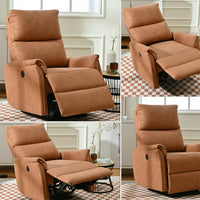 Electric Power Recliner Chair, Reclining Chair with USB Charging Ports and Side Control Button,Home Theater Seating, Upholstered Foam Lounge Single Sofa for Living Room Bedroom, Orange
