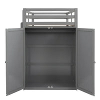 Multi-functional Loft Bed,Twin Size Loft Bed Frame with Desk, Wardrobe and 3 Drawers, Wood High Loft Bed Frame with Full-Length Guardrails for Kids Teens Boys Girls, Gray