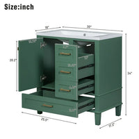 Bathroom Vanity with 30" Resin Sink Combo Set, Bathroom Storage Cabinet with 3 Drawers, A Soft-Close Door, Solid Wood Frame, Green