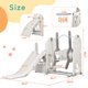 5 in 1 Toddler Swing and Slide Set with Climber, Kids Playground Climber Slide Playset with Safety Belt, Armrest, Basketball Hoop, High Adjustable Baby Swing Set for Indoor Outdoor Backyard, Gray