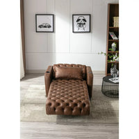Living Room Sofa Modern Button Tufted Recliner Chair Sleeper Bed with Adjustable Backrest, Side Pocket, Cup Holders Lounge Chaise Chair Leisure Barry Sofa for Living Room, Brown