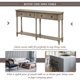 58" Console Table with Two Drawers and Bottom Shelf, Farmhouse Long Sofa Table with Solid Wood Legs, Storage Cabinet Sideboard Table for Entryway Living Room Hallway, Easy Assembly, Gray Wash