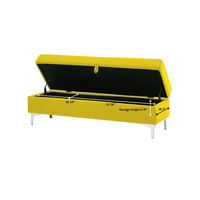Storage Bench for Bedroom End of Bed, 55.9" Upholstered Velvet Storage Ottoman Bench, End of Bed Storage Bench with Thick Cushion and Metal Legs Window Bench Seat for Living Room Bedroom, Yellow