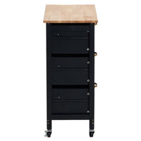 Kitchen Island Cart with Storage, Kitchen Cart for Home, Rolling Trolley Cart with 3 Drawers and 3 Storage Shelves, Dining Cart for Dining Room, Bar, Kitchen,Black