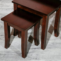 3-Piece Nesting Tables Indoor Living Furniture Collection, Vintage Side End Tables Living Room, Coffee Snack Table Set of 3, Dark Brown