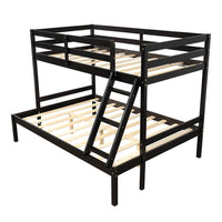 Kids Twin Over Full Bunk Bed, Pine Wood Kids Bed Heavy Duty Bed Frame with Safety Guardrails and Ladder for Boys Girls Adults, Convertible to 2 Platform Beds, No Box Spring Needed, Espresso
