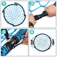 Spider Web Tree Swing 40" for Kids Adults Outdoor Play Round Platform Net Swing Seat for Backyard Playground - Fun for Kids - Included Accessories(Blue)