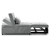 Ottoman Sofa Bed, 4 in 1 Multi-Function Folding Sleeper Couch Bed with Large Pockets and Pillow, Modern Convertible Chaise Lounge Chair with Adjustable Backrest for Living Room Small Apartment, Gray