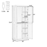 Freestanding Modern 4 Door Kitchen Pantry, Storage Cabinet Organizer with 4 Doors and Adjustable Shelves, 72.4"H-Black