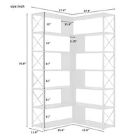 7-Tier Bookcase, L-Shaped Corner Bookcase, Tall Bookshelf with Metal Frame, Industrial Style Shelf with Open Storage, Bookshelf for Home Office Living Room and Bedroom, Oak