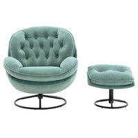 JINS & VICO Velvet Swivel Accent Chair,Modern Lounge Chair with Metal Base Frame & Footrest,Comfortable Single Leisure Sofa Chair Reading Chair with 360 Degree Swiveling for Living Room,Teal