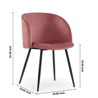 Accent Chairs Set of 2 Velvet Dining Chairs with Barrel Back Faux Fur Armchairs Upholstered Sofa Chairs for Living Room/Home Office/Dining Room (Pink-Velvet)