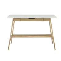 48inch Computer Desk, Wood Writing Desk with 1 Drawer and Shelf, Home Office Desk with Spacious Desktop, Natural