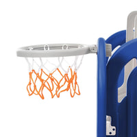 Kids Activity Playground Set 5 in 1, Baby Indoor Outdoor Playset with Toddler Slide, Swing, Basketball Hoop and Climber, Children's play sets with Storage for Boys and Girls, Blue