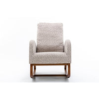 Modern Rocking Chair with Side Pocket, Upholstered Nursery Glider Rocker for Baby and Kids, High Back Accent Armchair for Living Room Bedroom Office, Hold up to 300lbs, Leopard Gray