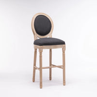 Counter Height Bar Stools Set of 2, French Country Bar Height Chairs with Upholstered Seat & Floral Carved Legs, Wooden Barstools for Pub, Restaurant, Kitchen, 300LBS Weight Capacity, Dark Gray